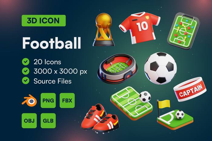 Football 3D Icon Set