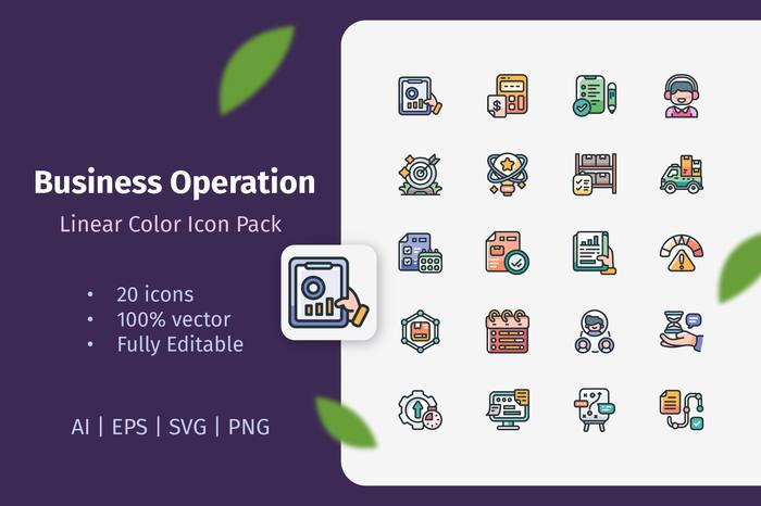 Business Operation Linear Color Icon Pack