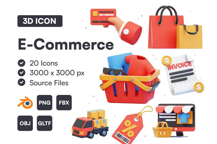 E-Commerce 3D Icon Set