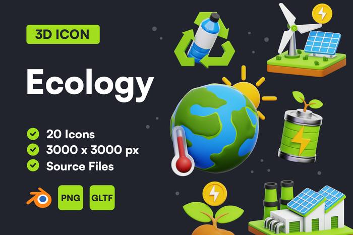 Ecology 3D Icon Set
