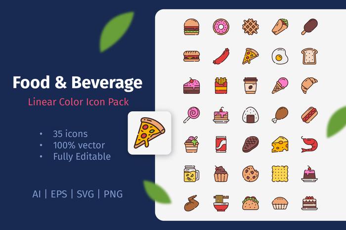 Food and Beverage Filled Icon Pack