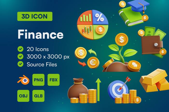 Finance 3D Icon Set