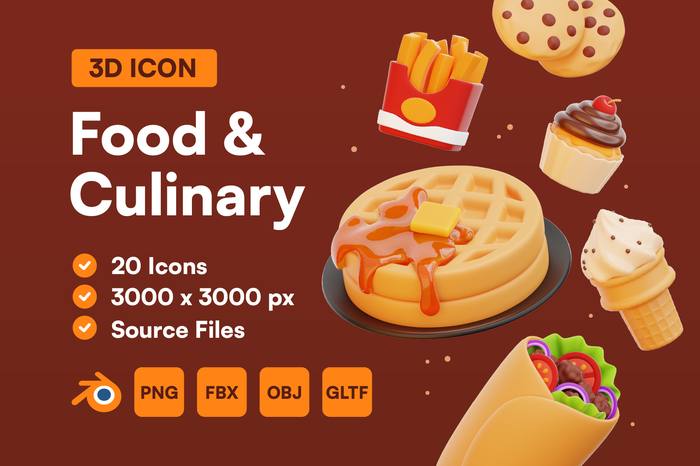 Food and Culinary 3D Icon Set