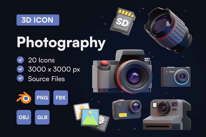 Photography 3D Icon Set