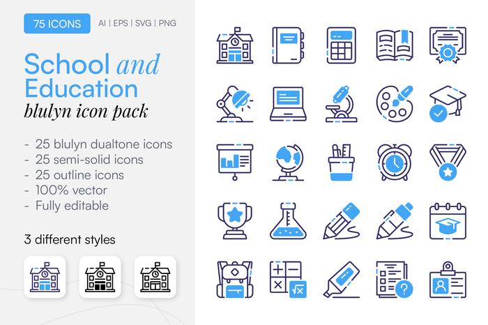 School and Education Blulyn Icon Pack