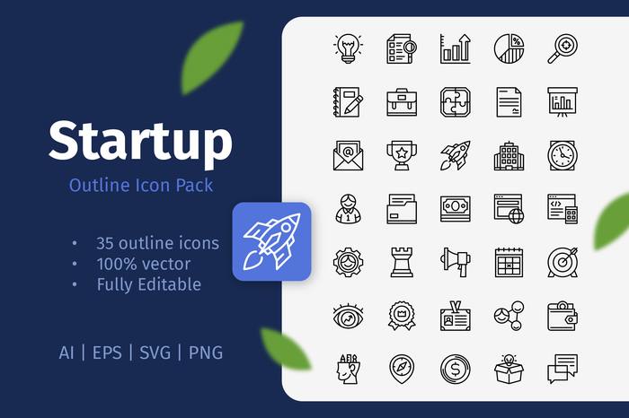 Startup Outline Icon Pack