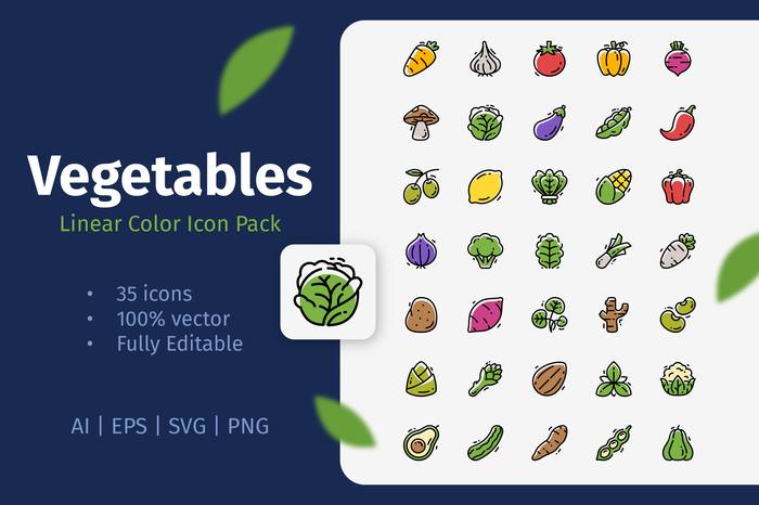 Vegetables Filled Icon Pack