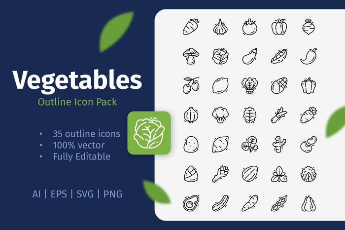 Vegetables Outline Icon Pack